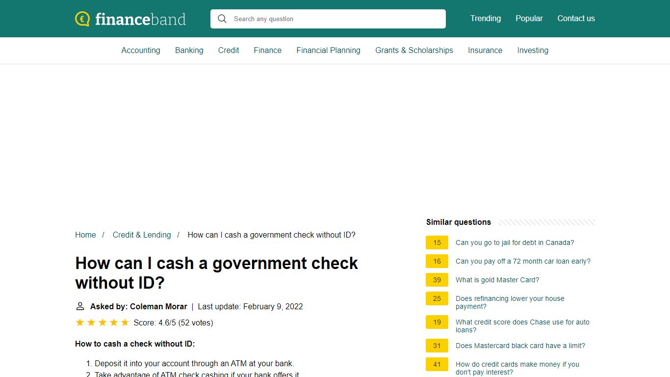 How can I cash a government check without ID?